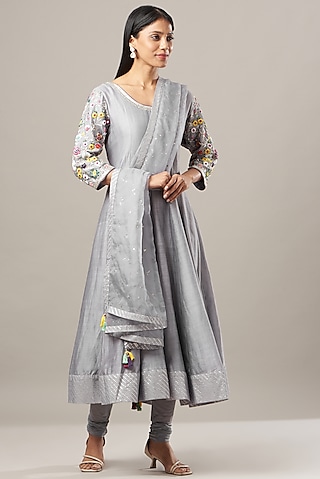 Buy Chanderi Anarkali for Women Online from india's Luxury