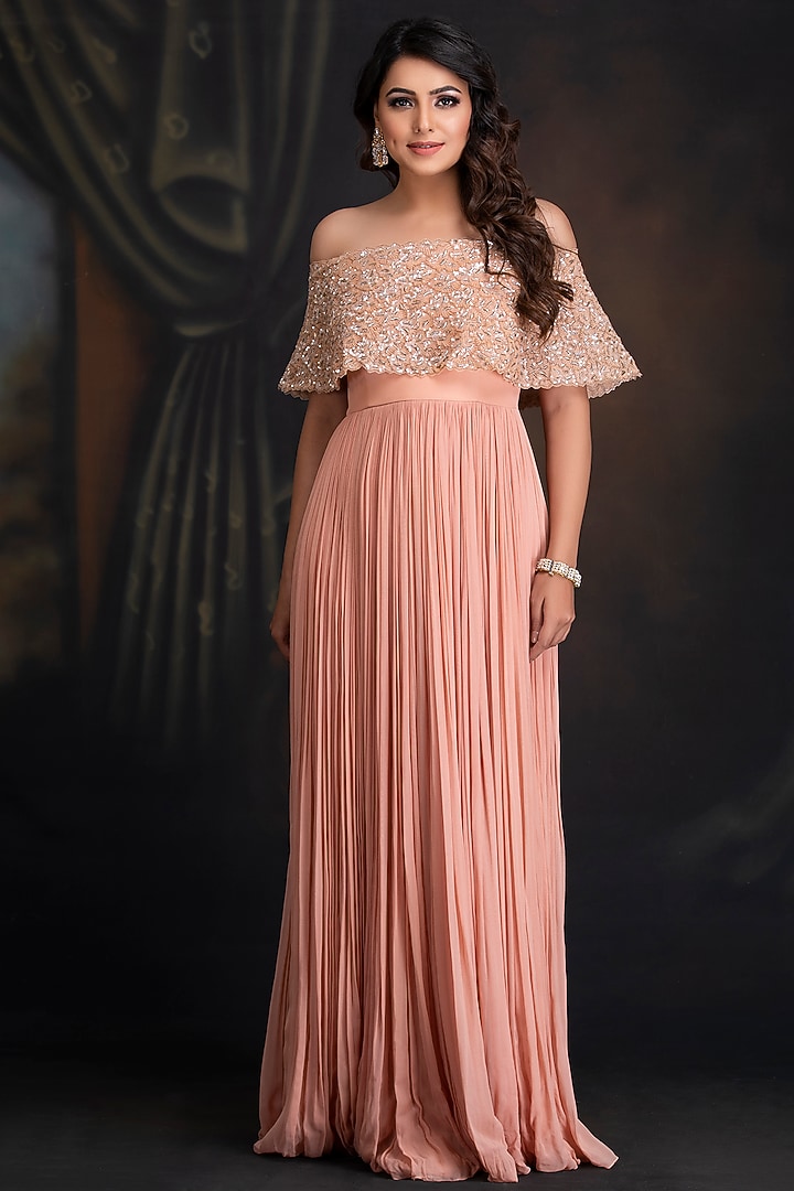 Peach Bloom Embroidered Gown by House of Tushaom at Pernia's Pop Up Shop