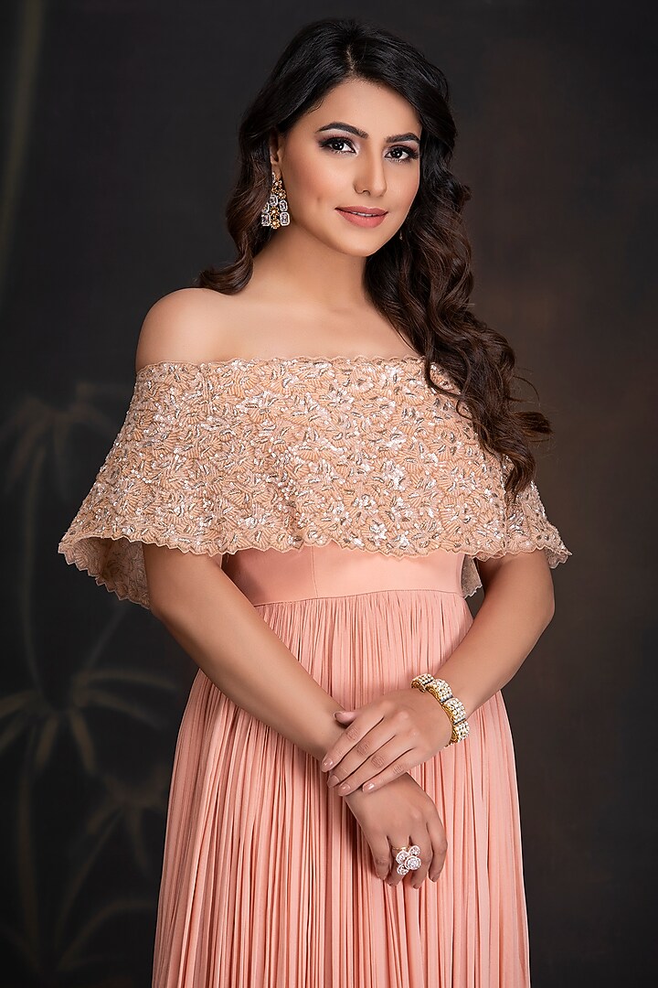 Peach Bloom Embroidered Gown by House of Tushaom at Pernia's Pop Up Shop