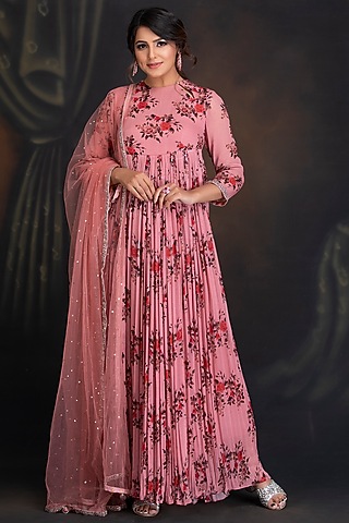 Ash Rose Printed Anarkali Set by House of Tushaom