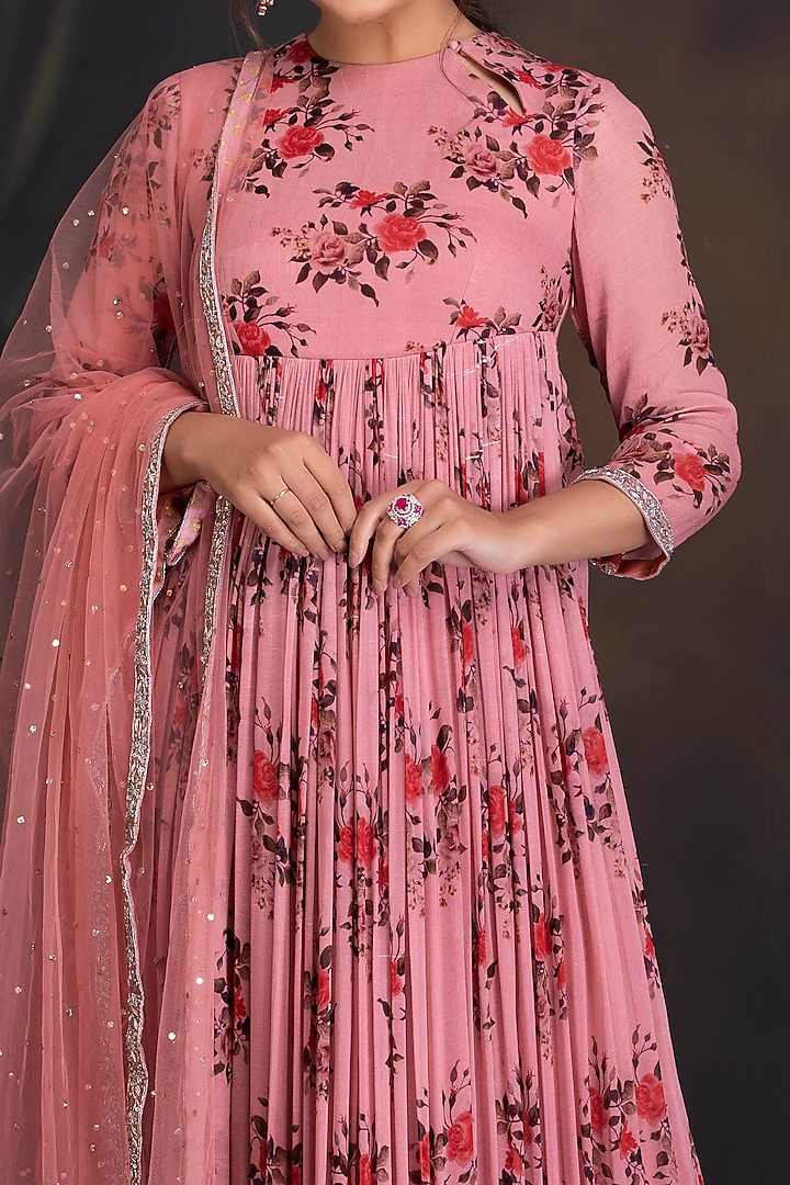 Ash Rose Printed Wedding Anarkali Set by House of Tushaom at Pernia's Pop Up Shop