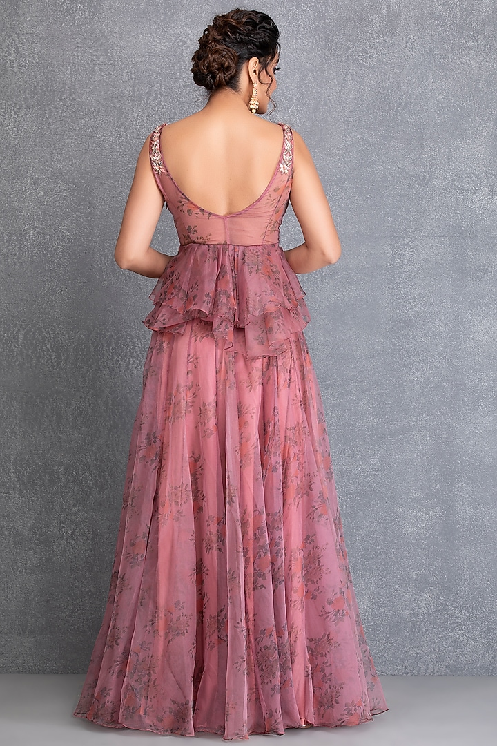 Ash Rose Silk Organza Wedding Lehenga Set by House of Tushaom at Pernia's Pop Up Shop