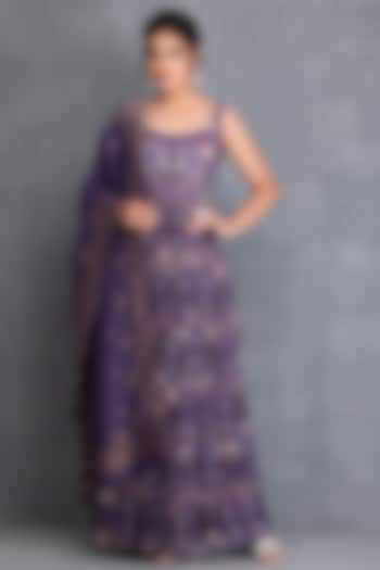 Heirloom Lilac Georgette Party Wear Anarkali Set by House of Tushaom at Pernia's Pop Up Shop