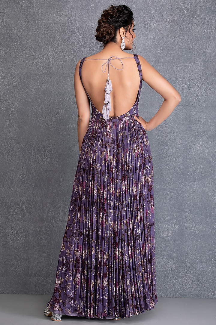 Heirloom Lilac Georgette Party Wear Anarkali Set by House of Tushaom at Pernia's Pop Up Shop