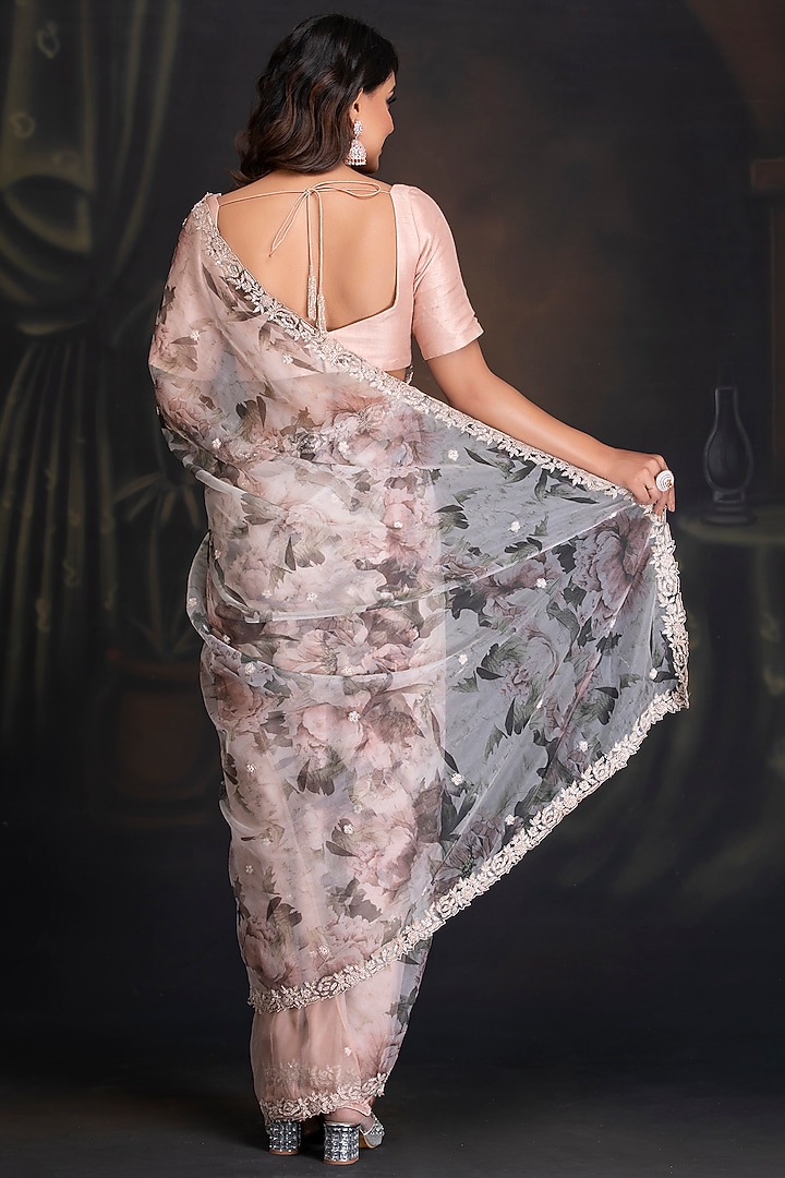 Lotus Pink Printed Wedding Saree Set by House of Tushaom at Pernia's Pop Up Shop