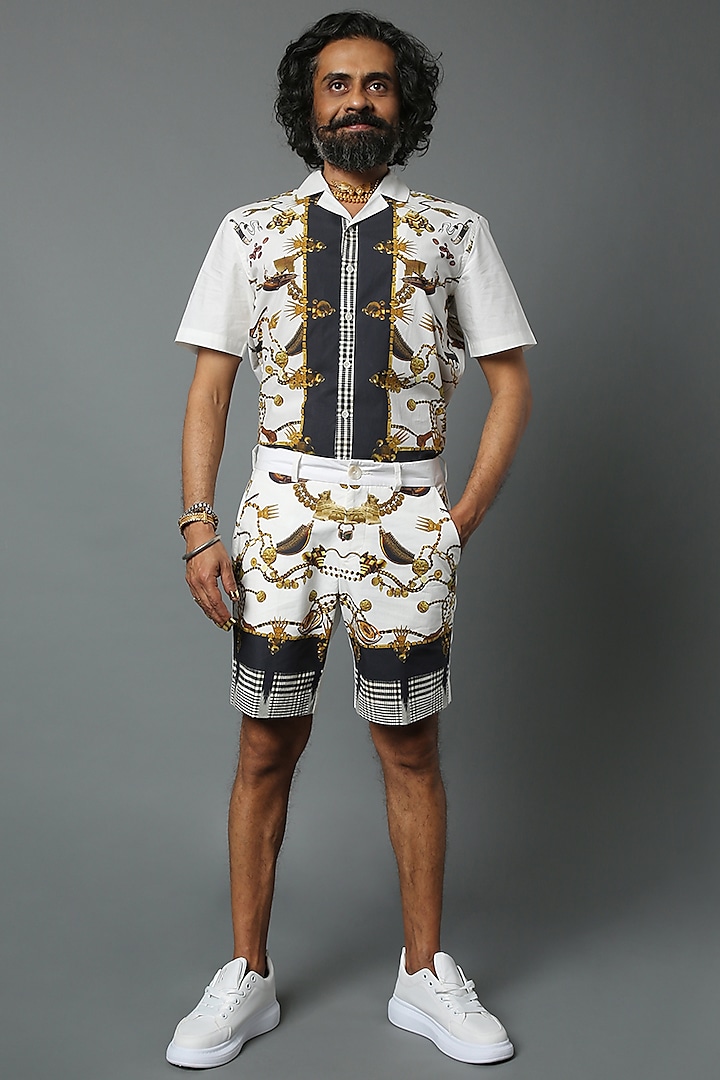 White Cotton Shorts by HOUSE OF THREE MEN