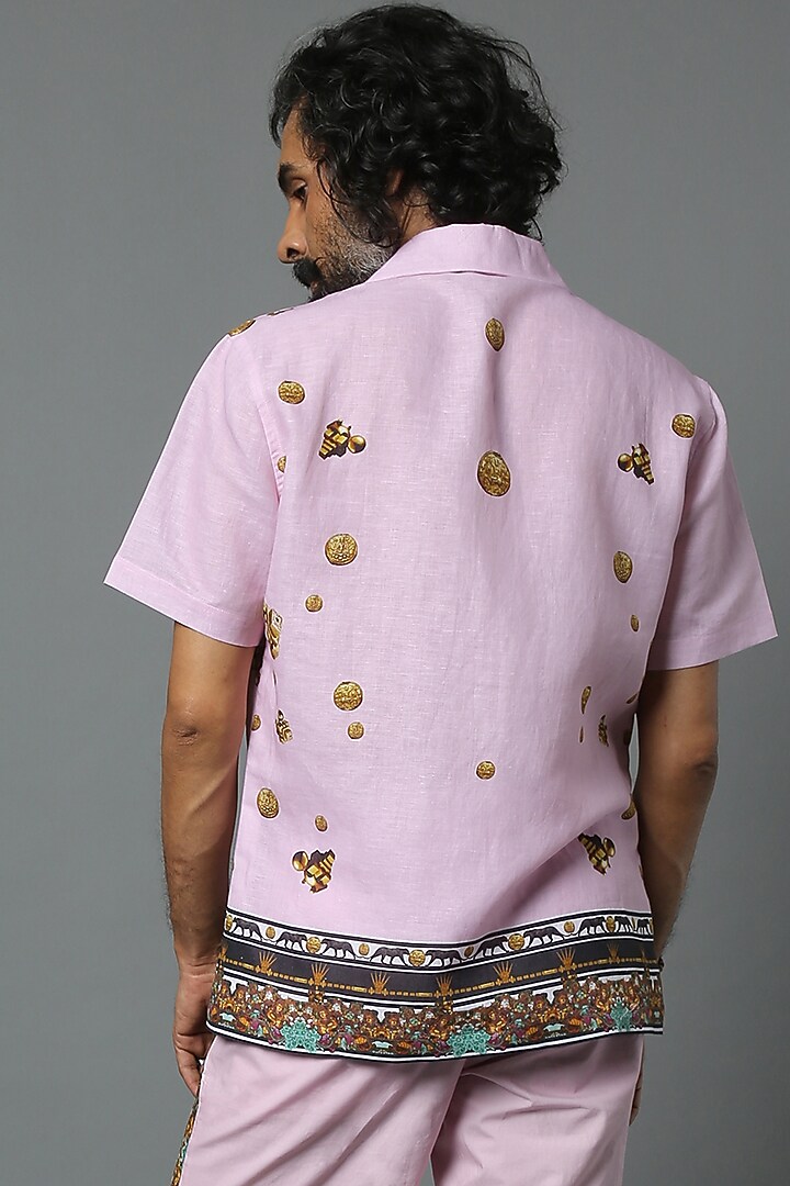 Pink Cotton Printed Party Wear Shirt by HOUSE OF THREE MEN at Pernia's Pop Up Shop