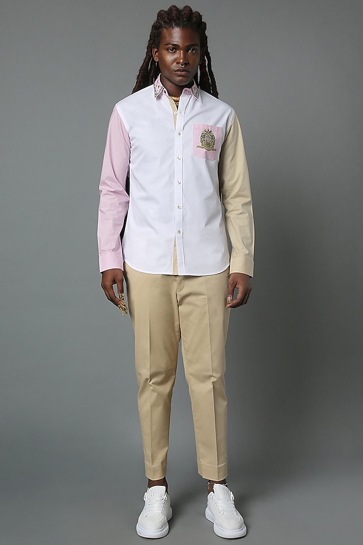 White Cotton Poplin Shirt by HOUSE OF THREE MEN at Pernia's Pop Up Shop