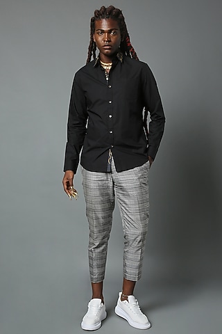 Black Printed Shirt by HOUSE OF THREE MEN