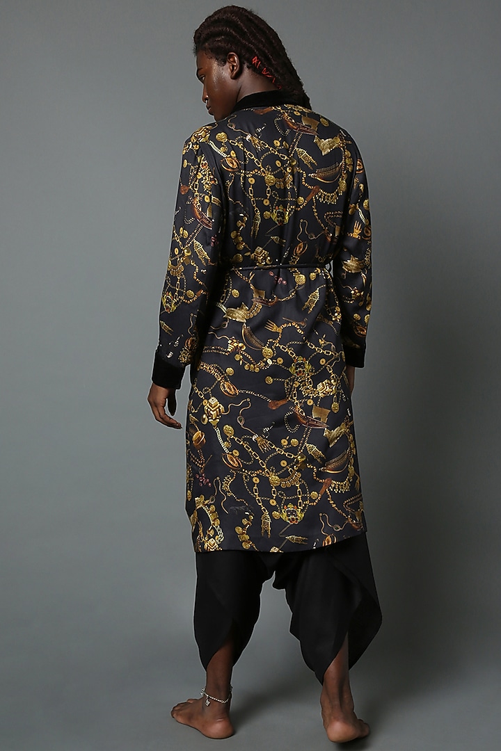 Black Printed Jacket by HOUSE OF THREE MEN at Pernia's Pop Up Shop