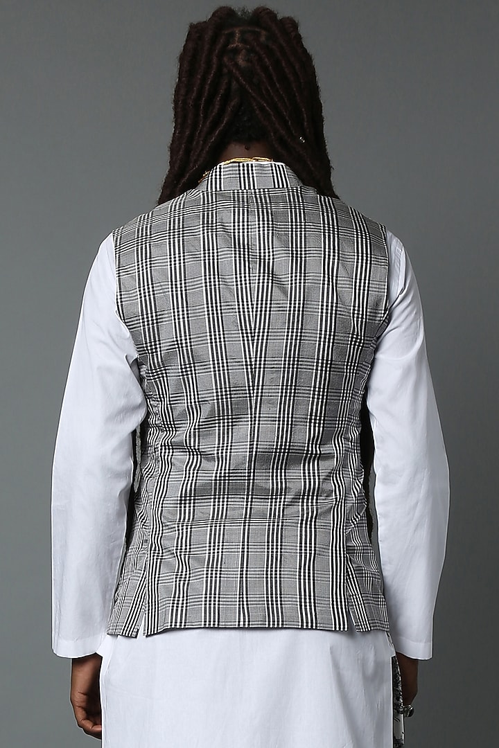 Grey Silk Bundi Jacket by HOUSE OF THREE MEN at Pernia's Pop Up Shop