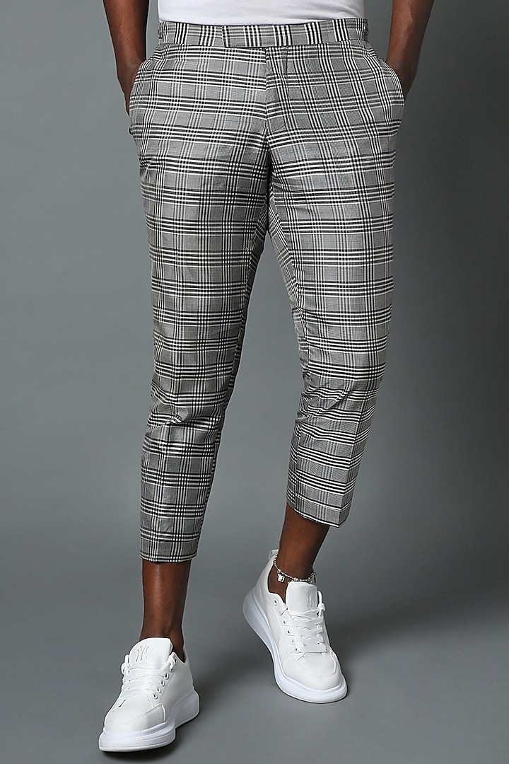 Grey Silk Cropped Pants by HOUSE OF THREE MEN