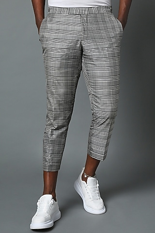 Grey Silk Cropped Pants by HOUSE OF THREE MEN