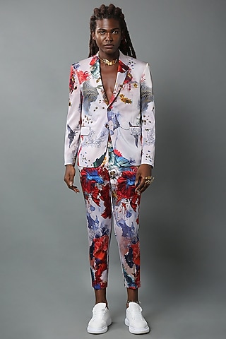 Multi-Colored Printed Suit Set by HOUSE OF THREE MEN