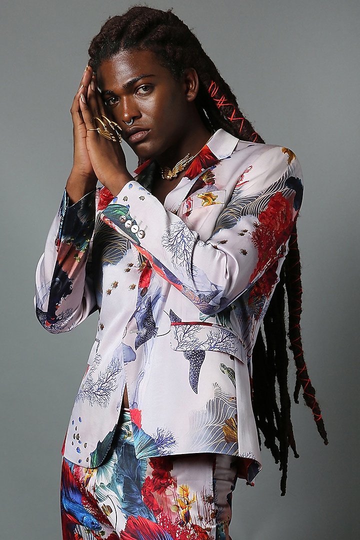 Multi-Colored Printed Suit Set by HOUSE OF THREE MEN at Pernia's Pop Up Shop