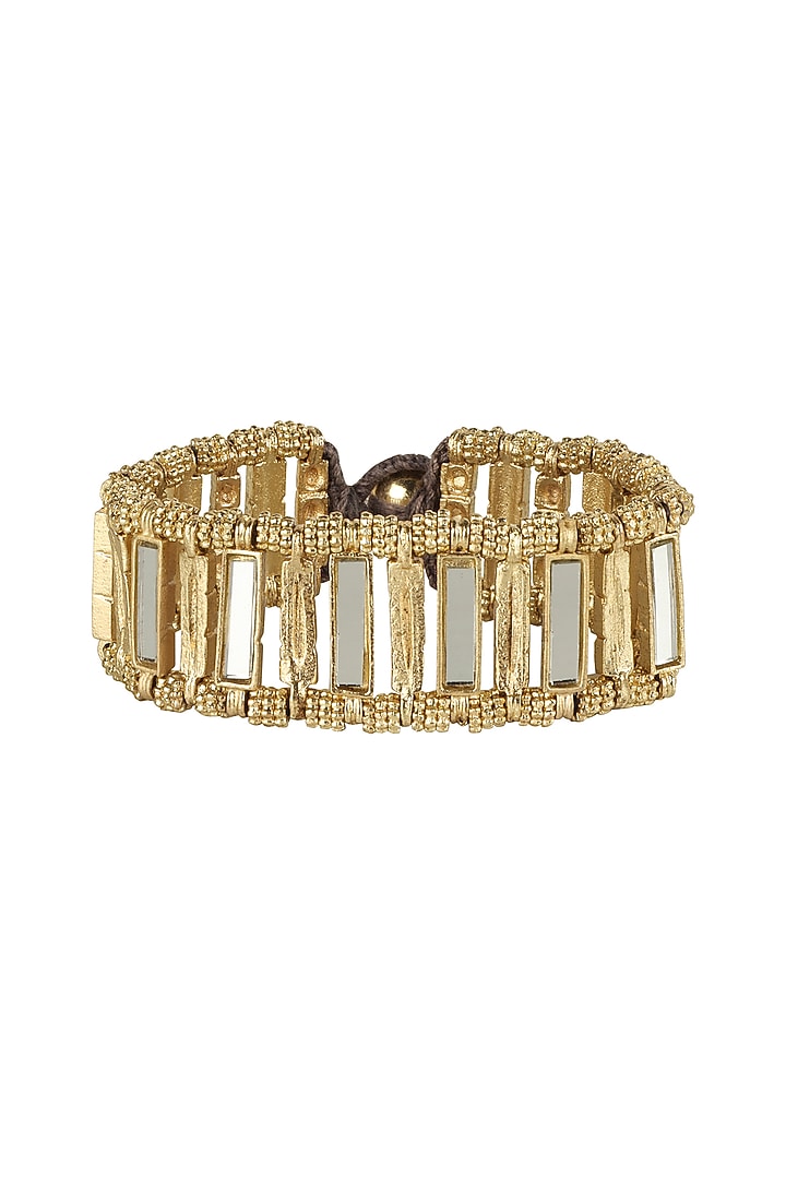Gold Finish Mirror Bracelet by House of Tuhina at Pernia's Pop Up Shop