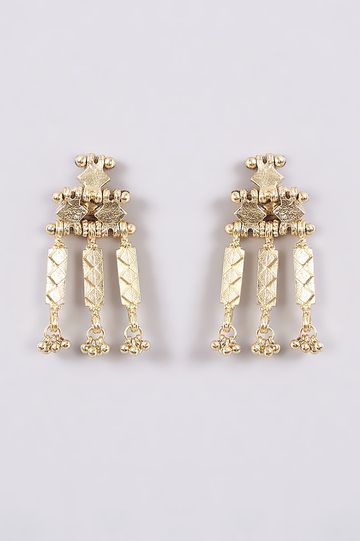 Gold Finish Mumtaz Dangler Earrings by House Of Tuhina