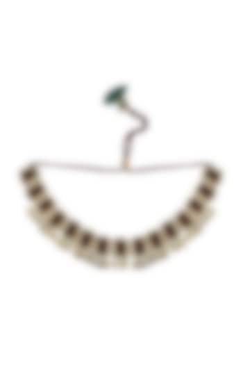 Gold Finish Marron Cut Mirror Necklace by House of Tuhina at Pernia's Pop Up Shop