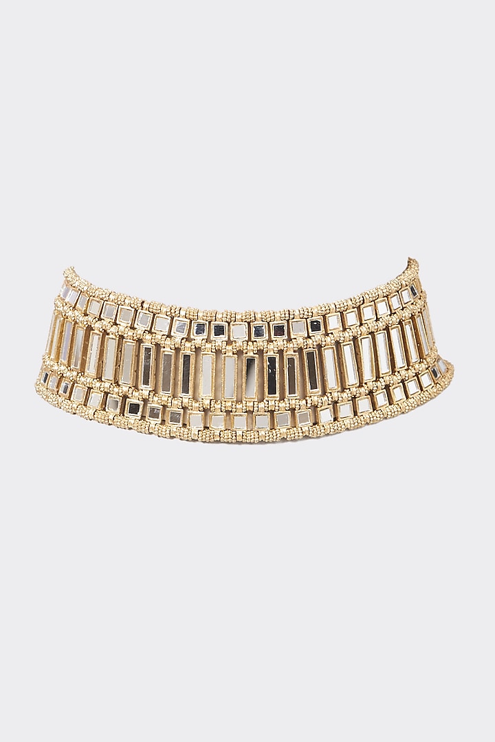 Gold Finish Finely-Cut Mirror Choker Necklace by House Of Tuhina at Pernia's Pop Up Shop