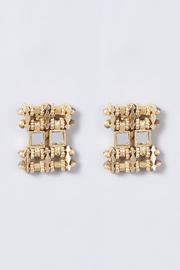 Two Toned Finish Zircon Earrings by House of Tuhina