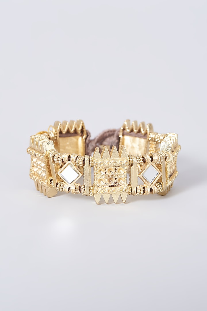 Gold Finish Mirror Naaz Fort Temple Bracelet by House of Tuhina