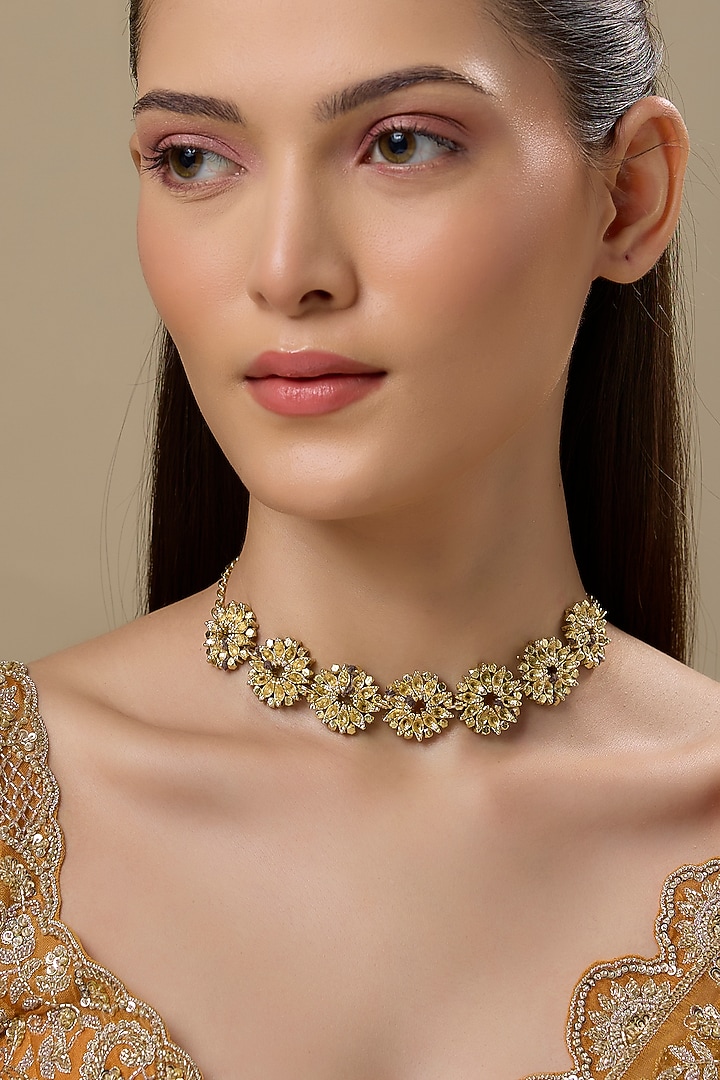 Gold Finish Necklace by House of Tuhina at Pernia's Pop Up Shop