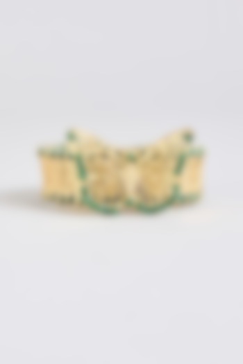 Gold Finish Green Stone Bracelet by House Of Tuhina at Pernia's Pop Up Shop