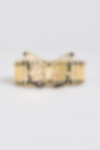 Gold Finish Black Stone Bracelet by House Of Tuhina at Pernia's Pop Up Shop