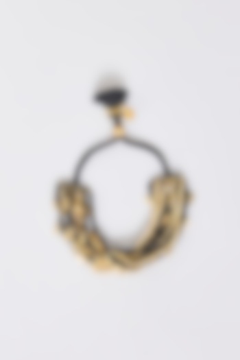 Gold Finish Black Stone Adjustable Bracelet by House Of Tuhina at Pernia's Pop Up Shop