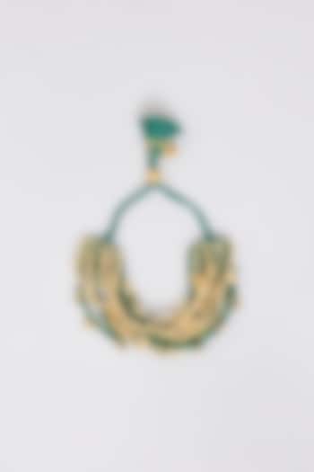 Gold Finish Green Stone Adjustable Bracelet by House Of Tuhina at Pernia's Pop Up Shop