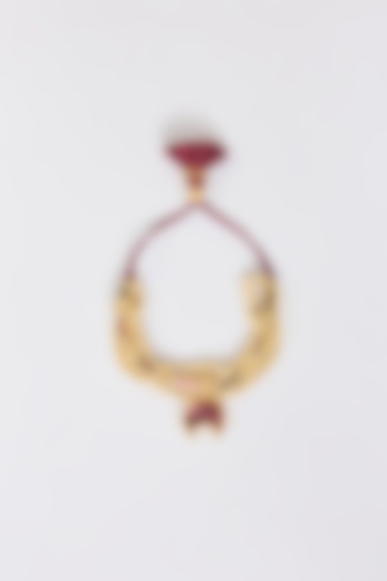 Gold Finish Maroon Quartz Stone Adjustable Bracelet by House Of Tuhina at Pernia's Pop Up Shop