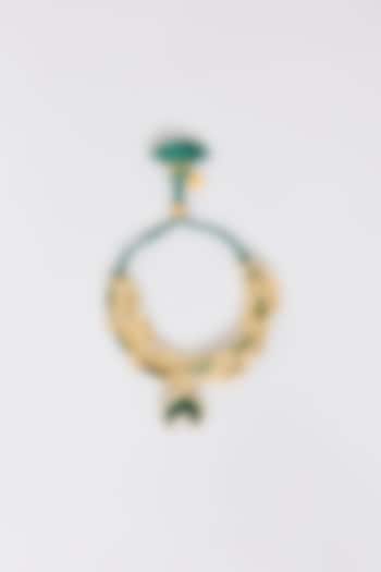 Gold Finish Green Quartz Stone Adjustable Bracelet by House Of Tuhina at Pernia's Pop Up Shop