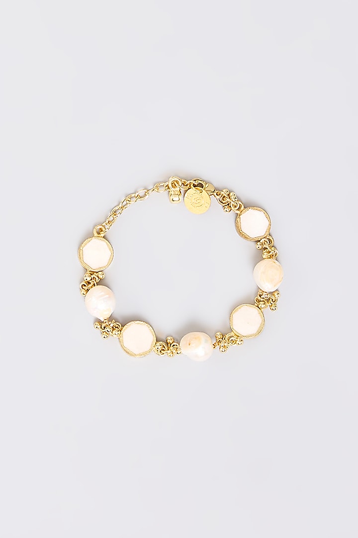 Gold Finish Water Pearl Bracelet by House Of Tuhina at Pernia's Pop Up Shop