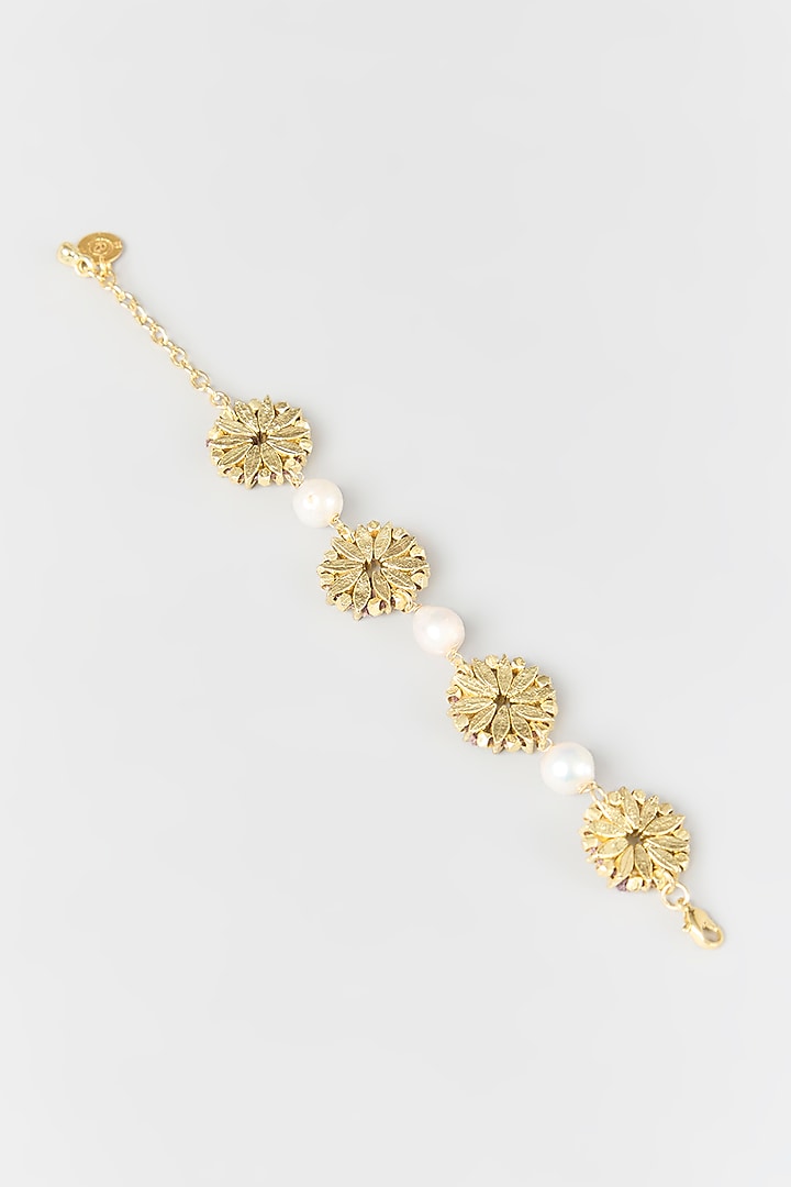 Gold Finish Water Pearl Bracelet by House of Tuhina at Pernia's Pop Up Shop