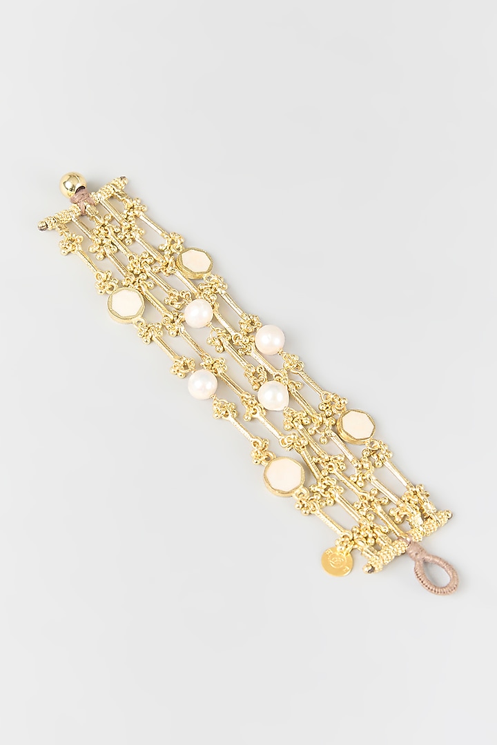 Gold Finish Water Pearl Bracelet by House of Tuhina at Pernia's Pop Up Shop