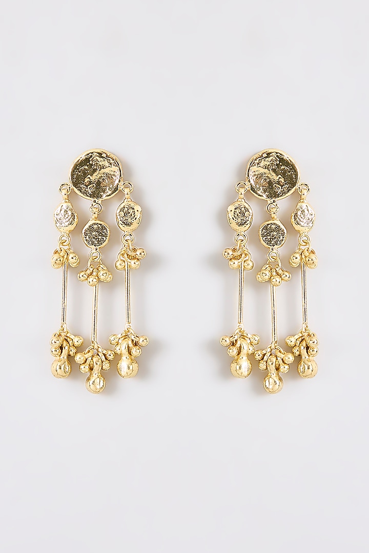 Gold Finish Water Pearl Dangler Earrings by House Of Tuhina at Pernia's Pop Up Shop