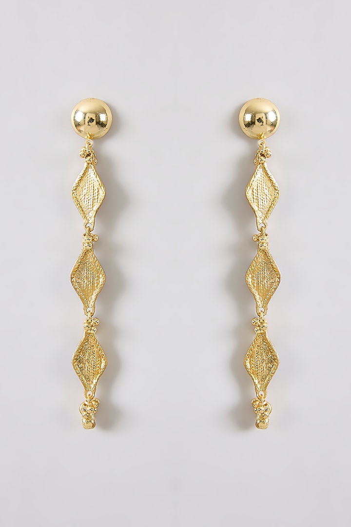 Gold Finish Water Pearl Dangler Earrings by House Of Tuhina at Pernia's Pop Up Shop