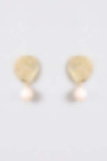 Gold Finish Water Pearl Stud Earrings by House Of Tuhina at Pernia's Pop Up Shop