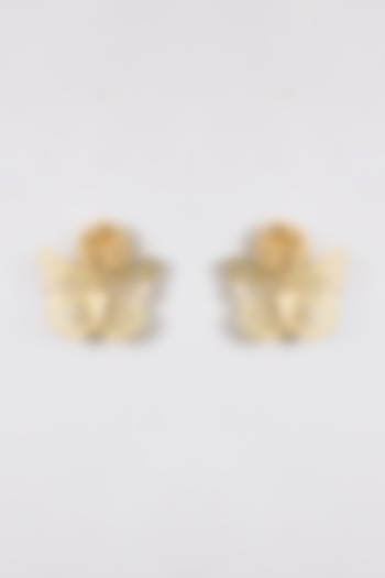 Gold Finish Water Pearl Stud Earrings by House Of Tuhina at Pernia's Pop Up Shop