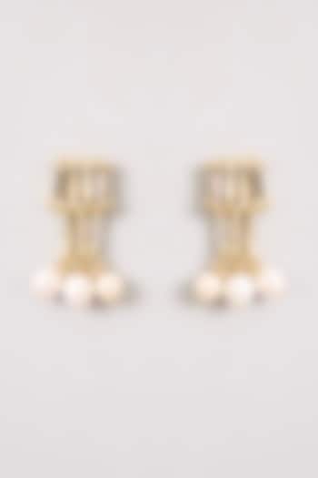 Gold Finish Water Pearl Dangler Earrings by House Of Tuhina at Pernia's Pop Up Shop