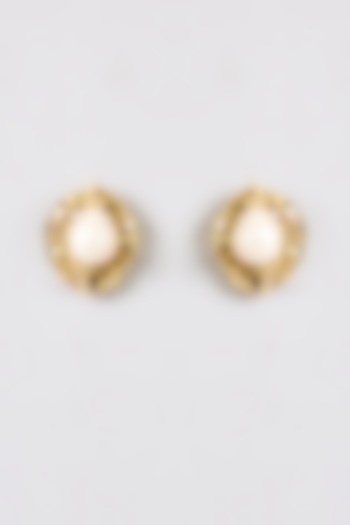 Gold Finish Water Pearl Stud Earrings by House Of Tuhina at Pernia's Pop Up Shop
