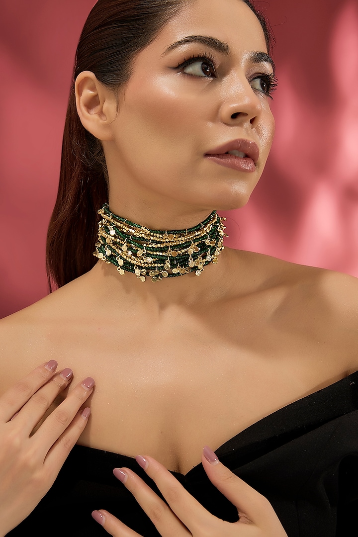 Gold Finish Water Pearl Necklace by House of Tuhina at Pernia's Pop Up Shop