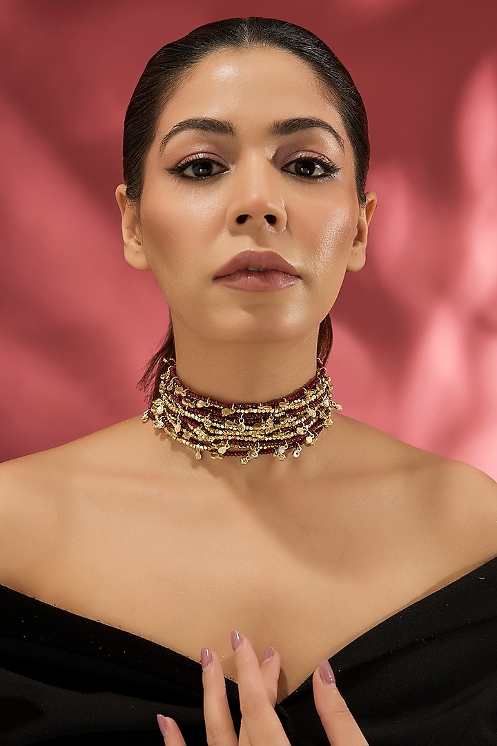 Gold Finish Water Pearl Necklace by House of Tuhina at Pernia's Pop Up Shop