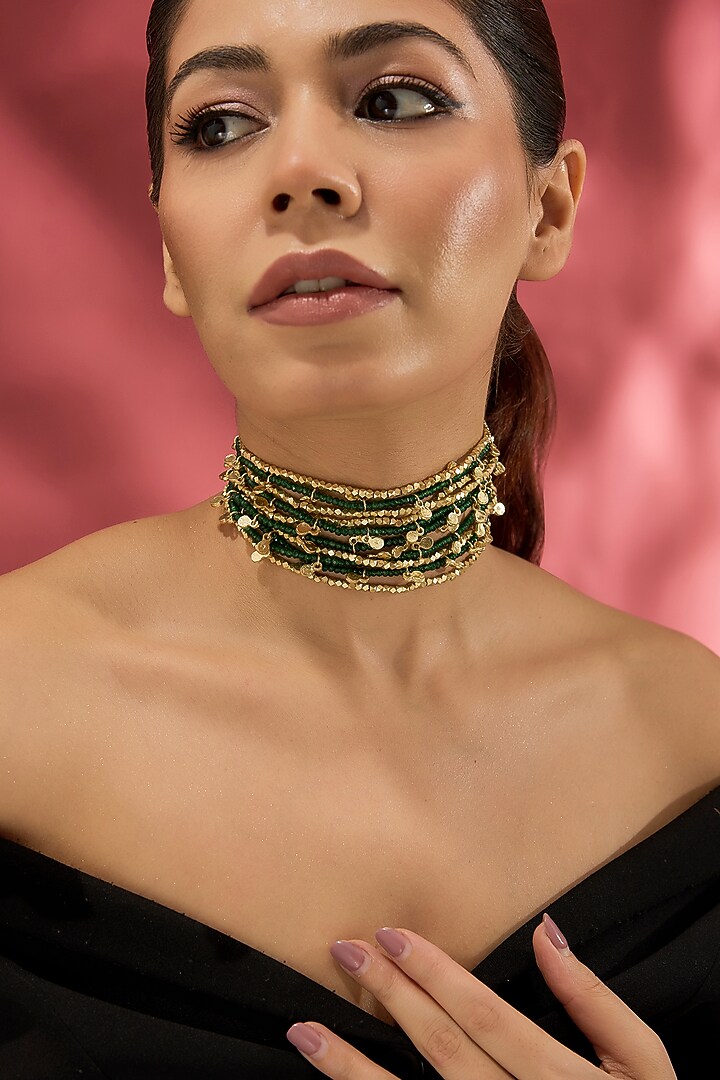 Gold Finish Water Pearl Necklace by House of Tuhina at Pernia's Pop Up Shop