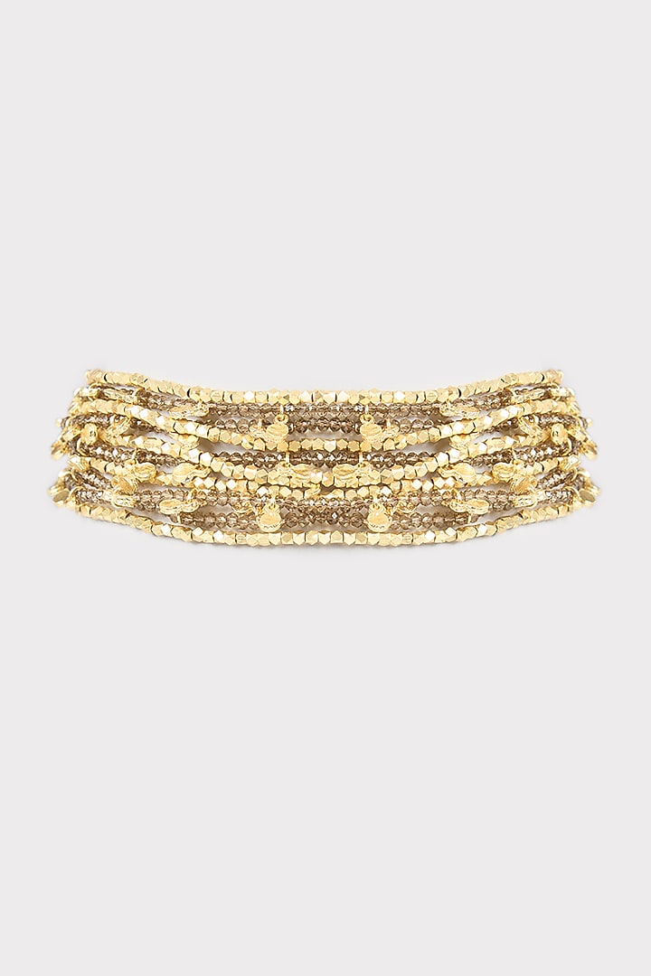 Gold Finish Water Pearl Necklace by House of Tuhina at Pernia's Pop Up Shop
