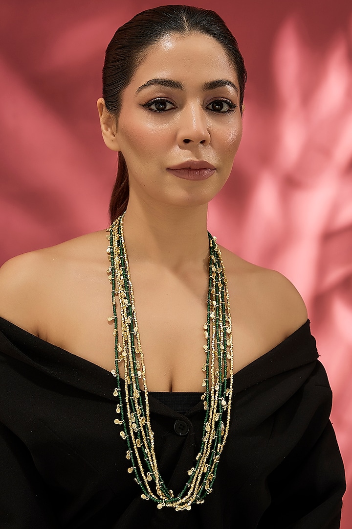 Gold Finish Water Pearl Necklace by House of Tuhina at Pernia's Pop Up Shop