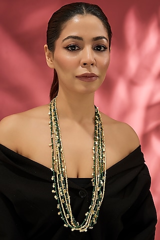 Gold Finish Water Pearl Necklace by House of Tuhina