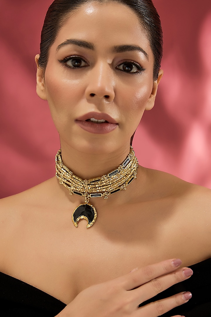 Gold Finish Water Pearl Necklace by House of Tuhina at Pernia's Pop Up Shop