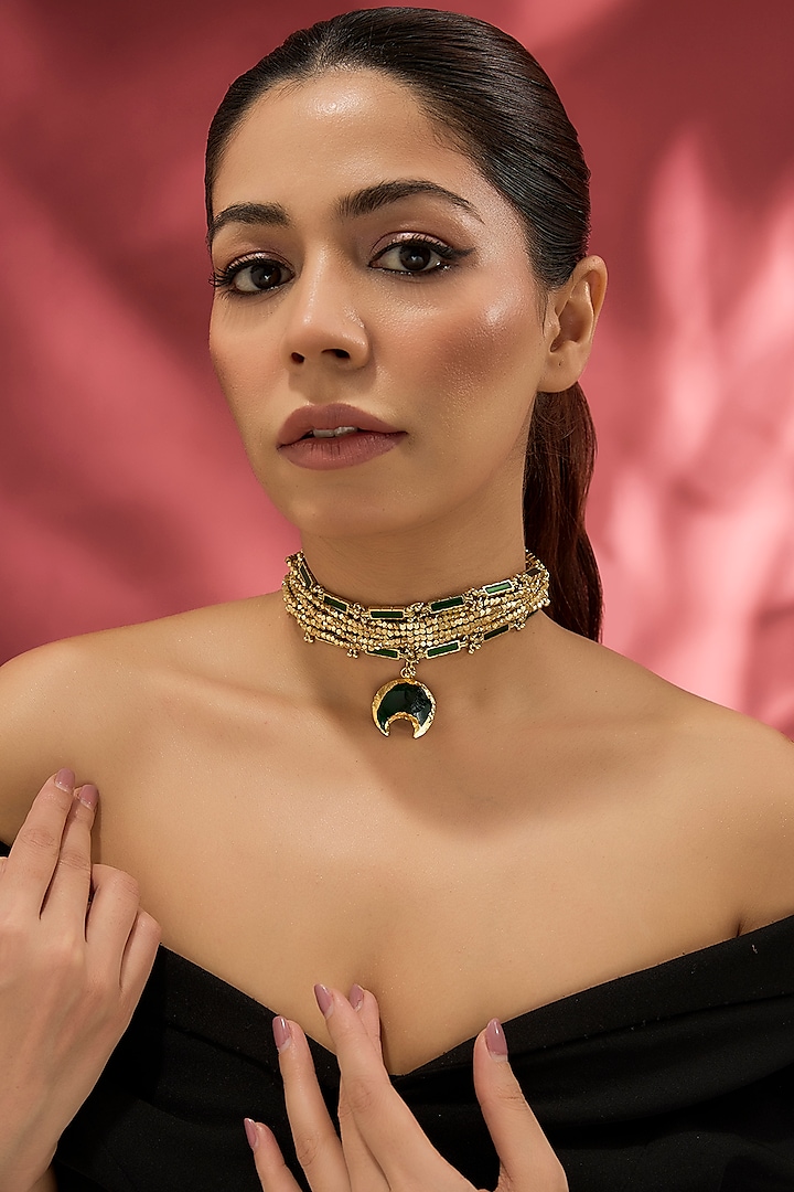 Gold Finish Water Pearl Necklace by House of Tuhina at Pernia's Pop Up Shop