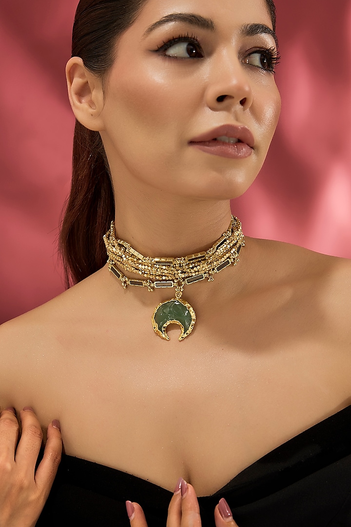 Gold Finish Water Pearl Necklace by House of Tuhina at Pernia's Pop Up Shop